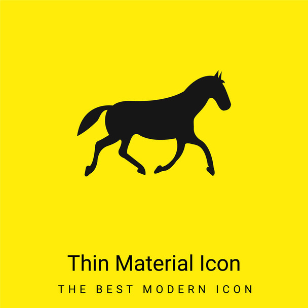 Black Race Horse Walking Pose icono de material amarillo brillante mínimo - Vector, Imagen