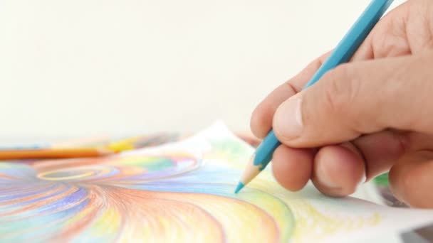 καλλιτεχνική ζωγραφική σε χαρτί με παστέλ έννοια της δημιουργικότητας - Πλάνα, βίντεο
