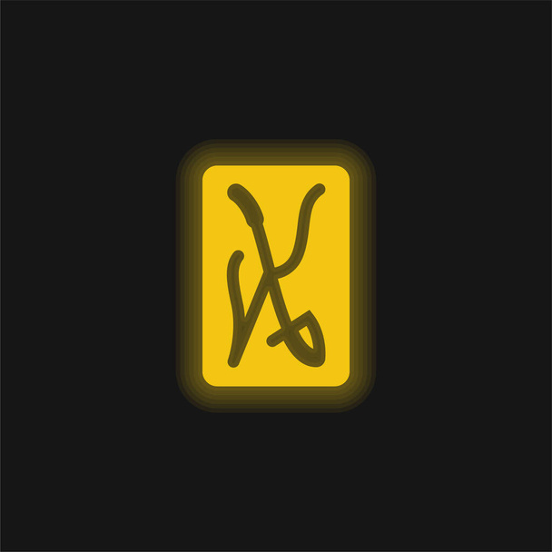 Ace Of Swords gelbes leuchtendes Neon-Symbol - Vektor, Bild