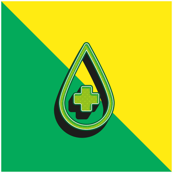 Gota de sangre verde y amarillo moderno logotipo del icono del vector 3d - Vector, Imagen