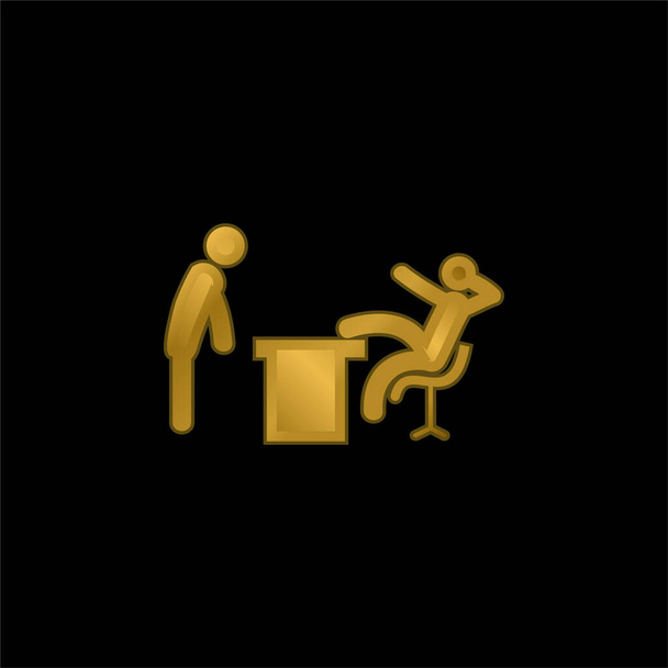 Boss Office chapado en oro icono metálico o logo vector - Vector, imagen