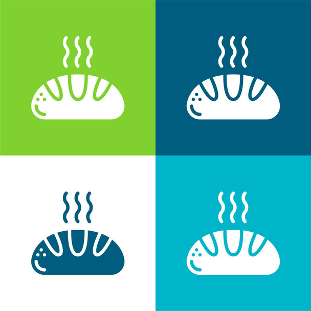Set di icone minimali per pane piatto a quattro colori - Vettoriali, immagini