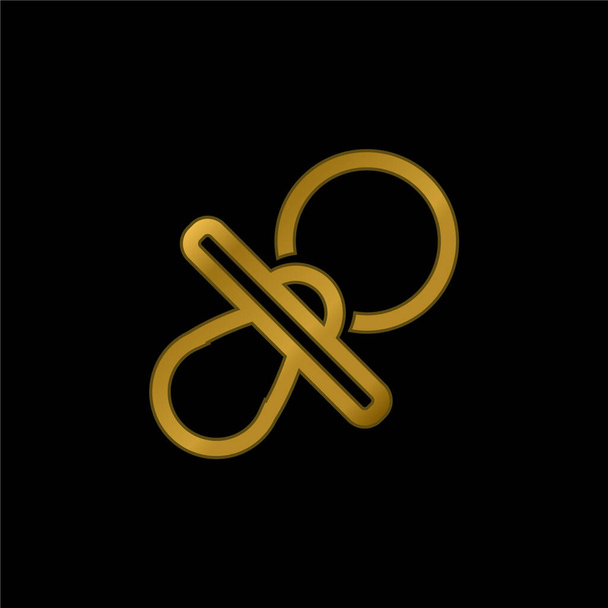 Baby Chupeta Outline banhado a ouro ícone metálico ou vetor logotipo - Vetor, Imagem