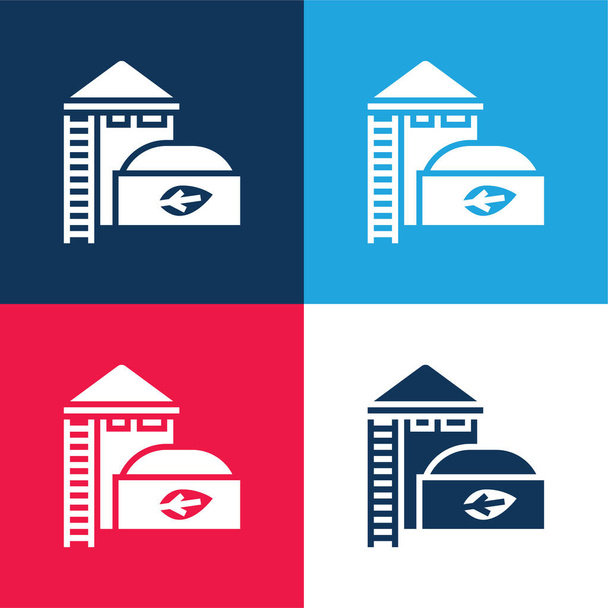 Biogaz niebieski i czerwony zestaw czterech kolorów minimalny zestaw ikon - Wektor, obraz