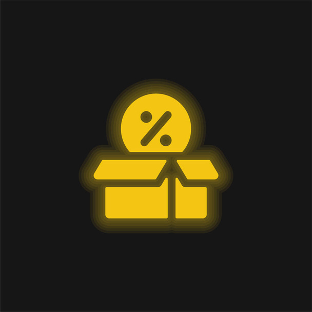 Pudełko żółte świecące neon ikona - Wektor, obraz