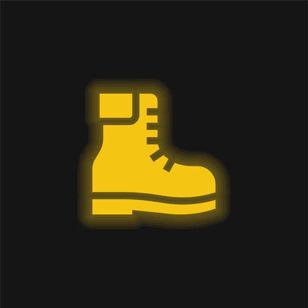 Botas amarillo brillante icono de neón - Vector, imagen