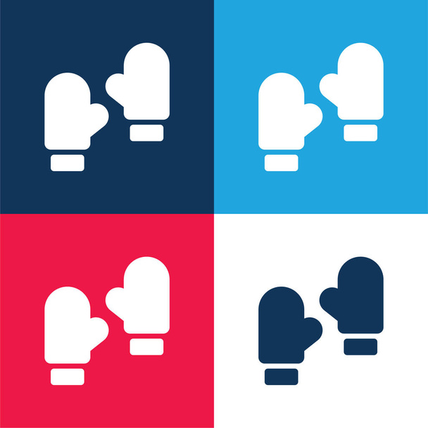 Boxing blue and red four color minimal icon set - Vector, Image
