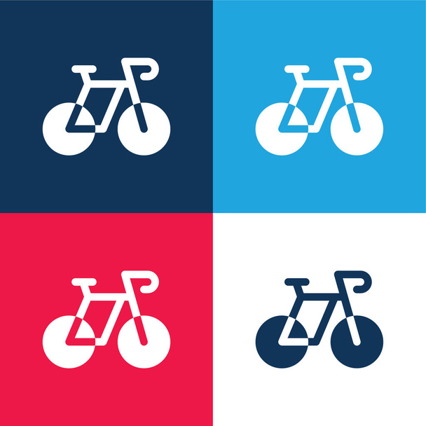 Bike blue and red four color minimal icon set - Vector, Image