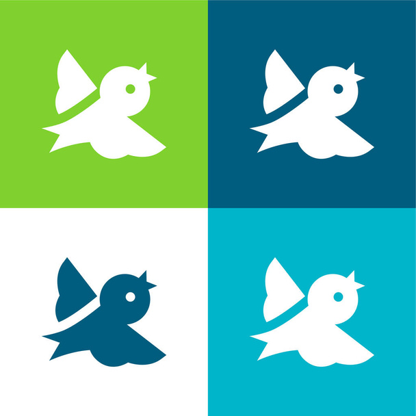 Bird Flat vier kleuren minimale pictogram set - Vector, afbeelding