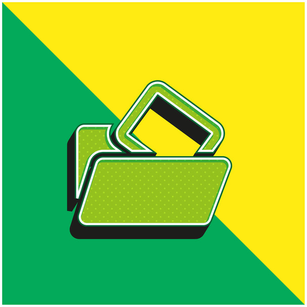 Blanco map Groen en geel modern 3D vector pictogram logo - Vector, afbeelding