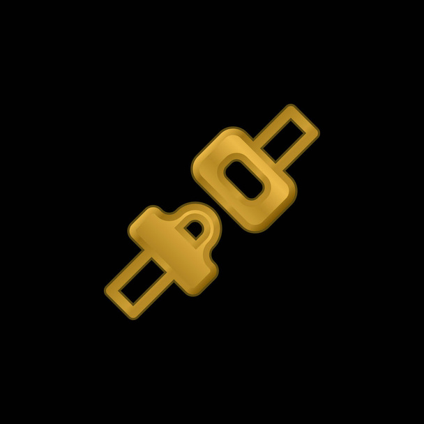 Cinturón de seguridad de avión chapado en oro icono metálico o logo vector - Vector, Imagen
