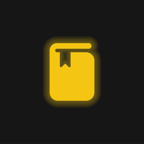 ブックマーク付きの本黄色の輝くネオンアイコン - ベクター画像