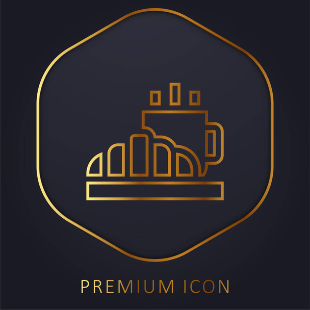 Breakfast golden line premium logo or icon - Vector, Image