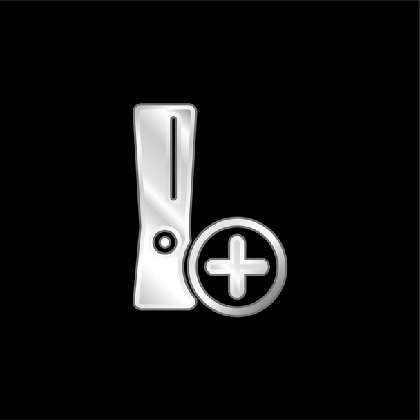 Add Game Console Symbol ezüst lemezelt fém ikon - Vektor, kép