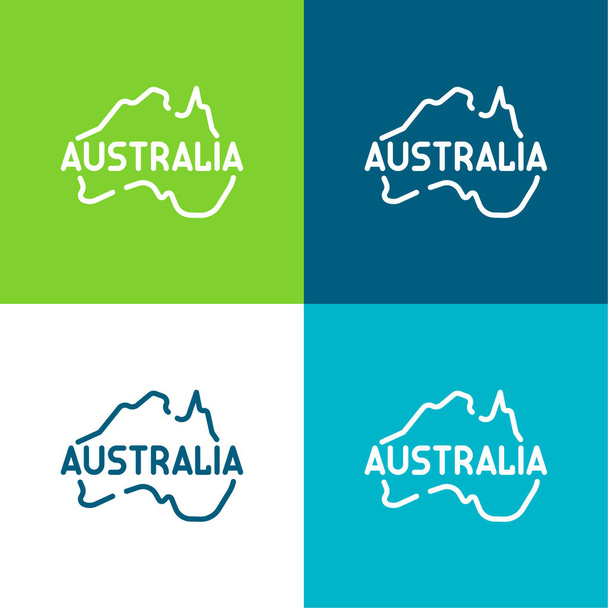 Austrálie Byt čtyři barvy minimální ikona nastavena - Vektor, obrázek