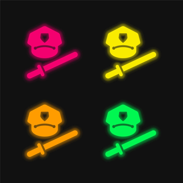 Baton čtyři barvy zářící neonový vektor ikona - Vektor, obrázek