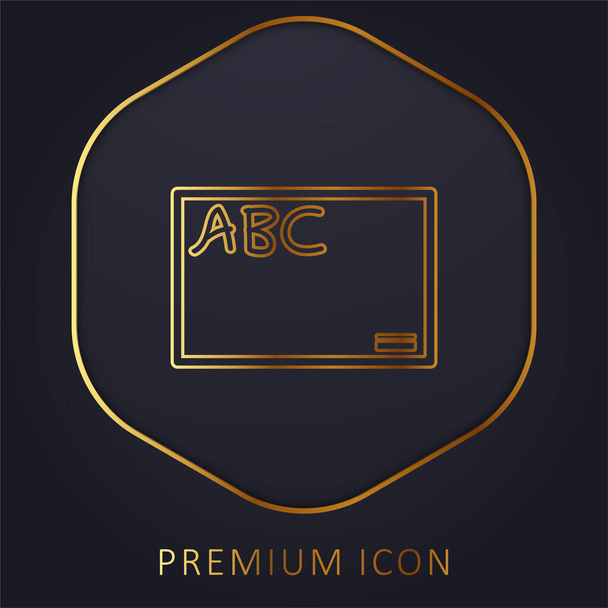 Pizarra con letras ABC línea de oro logotipo premium o icono - Vector, imagen