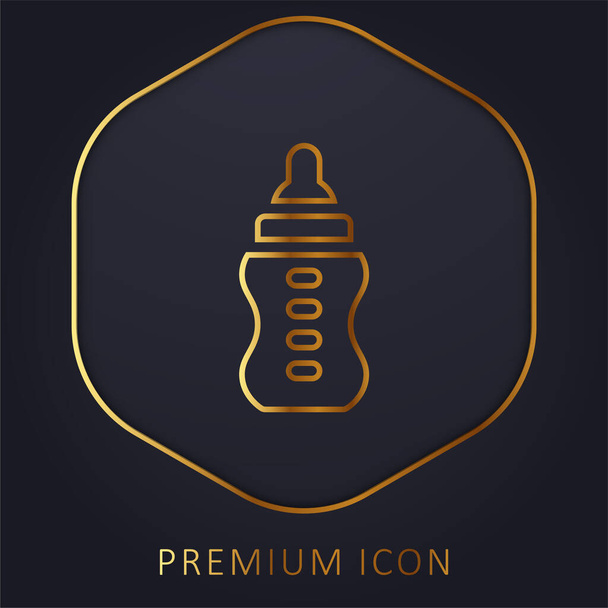 Baby Bottle golden line premium logo or icon - Vector, Image