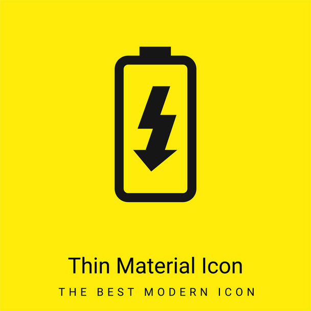 Battery Charge minimal bright yellow material icon - Vector, Image