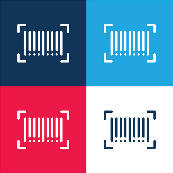Codice a barre blu e rosso set di icone minime a quattro colori - Vettoriali, immagini