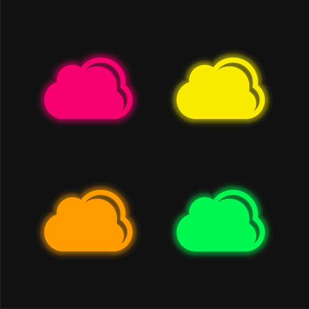 Black Cloud Weather Symbol four color glowing neon vector icon - Vector, Image