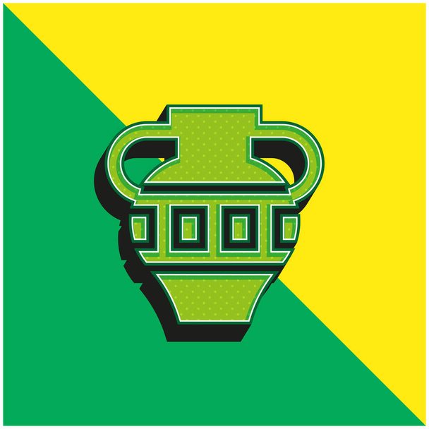 Ánfora verde y amarillo moderno vector 3d icono del logotipo - Vector, imagen