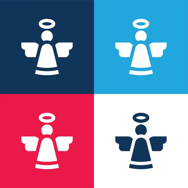 Engel blau und rot vier Farben minimales Symbol-Set - Vektor, Bild