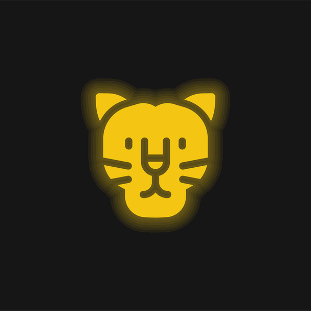 Black Panther yellow glowing neon icon - Vector, Image