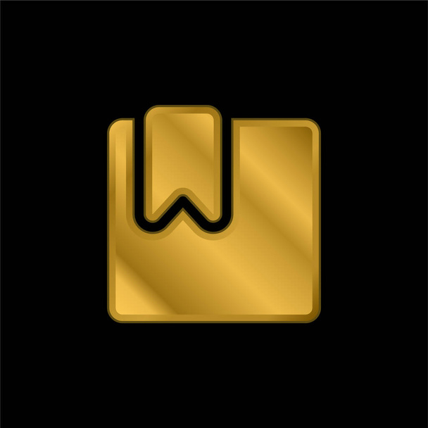 Bookmarked Filled Square gold plated metalic icon or logo vector - Vector, Image