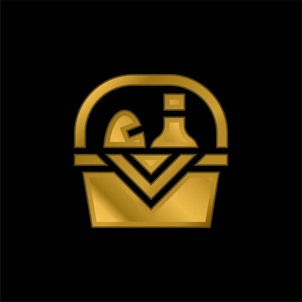 Sepet altın kaplama metalik simge veya logo vektörü - Vektör, Görsel
