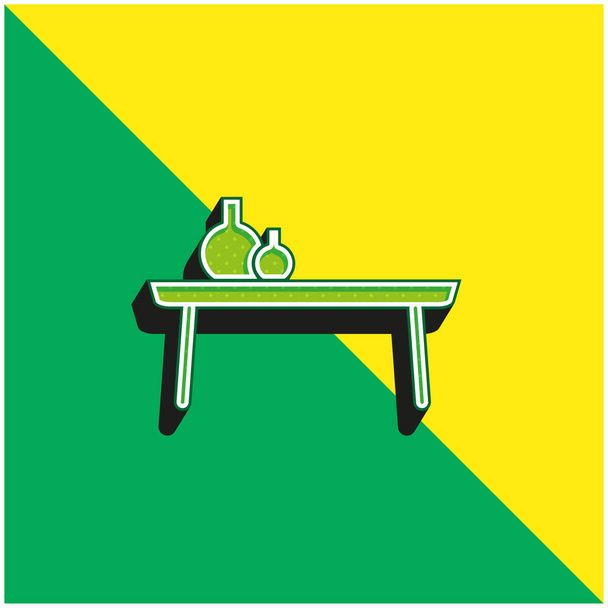 Таблиця ліжок Зелений і жовтий сучасний 3d векторний логотип
 - Вектор, зображення