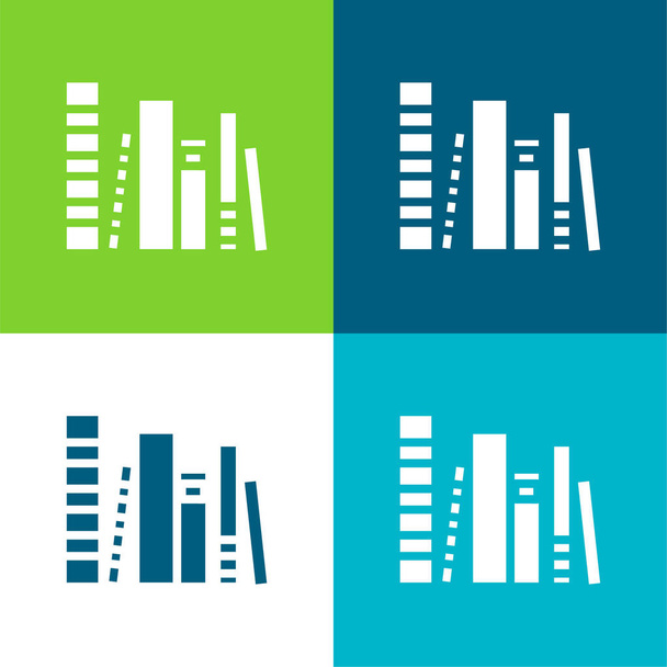 Books Group Flat four color minimal icon set - Vector, Image