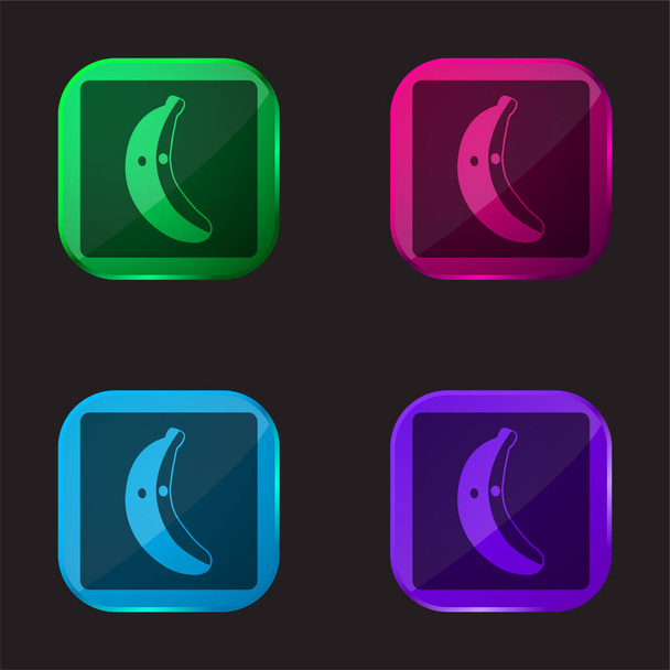 Bananity κοινωνικό λογότυπο τέσσερις εικονίδιο κουμπί γυαλί χρώμα - Διάνυσμα, εικόνα