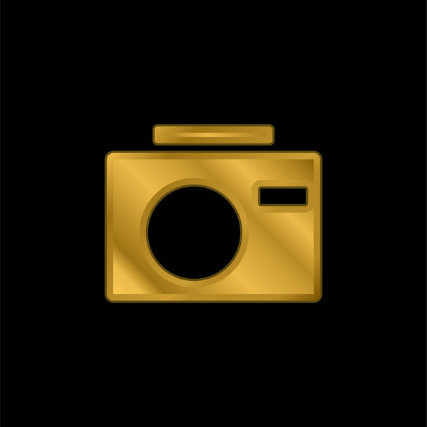 Black Camera banhado a ouro ícone metálico ou vetor logotipo - Vetor, Imagem