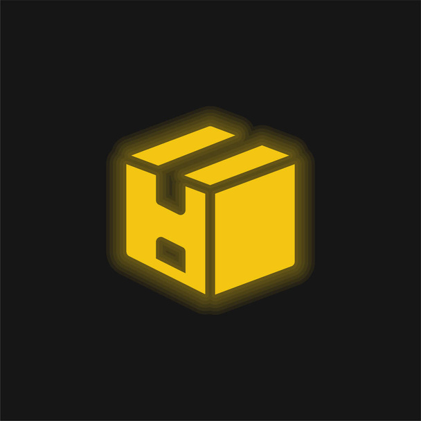 Boîte jaune brillant icône néon - Vecteur, image