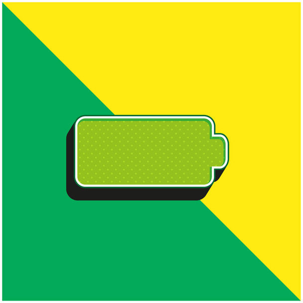 Black Full Battery Logo vectoriel 3D moderne vert et jaune - Vecteur, image