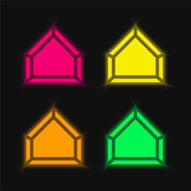 Base cuatro color brillante icono de vectores de neón - Vector, Imagen