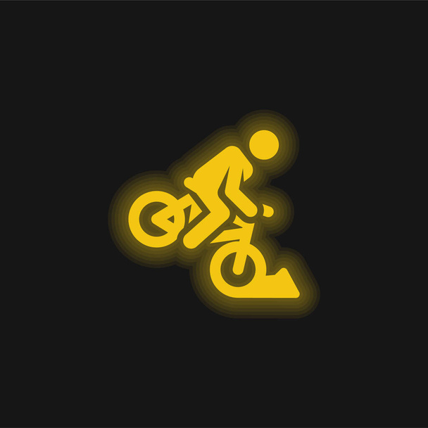 Accident jaune brillant icône néon - Vecteur, image