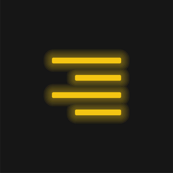 Alinhar Ícone de néon brilhante amarelo direito - Vetor, Imagem