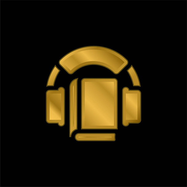Audiolibro chapado en oro icono metálico o logo vector - Vector, imagen