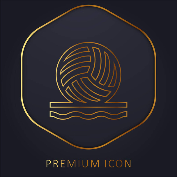 Voleibol Playa línea dorada logotipo premium o icono - Vector, Imagen