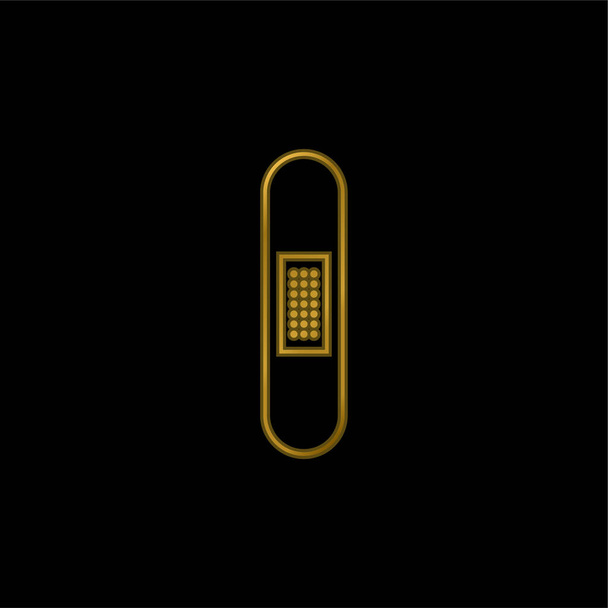 Banda de socorro silhueta em posição vertical banhado a ouro ícone metálico ou vetor logotipo - Vetor, Imagem