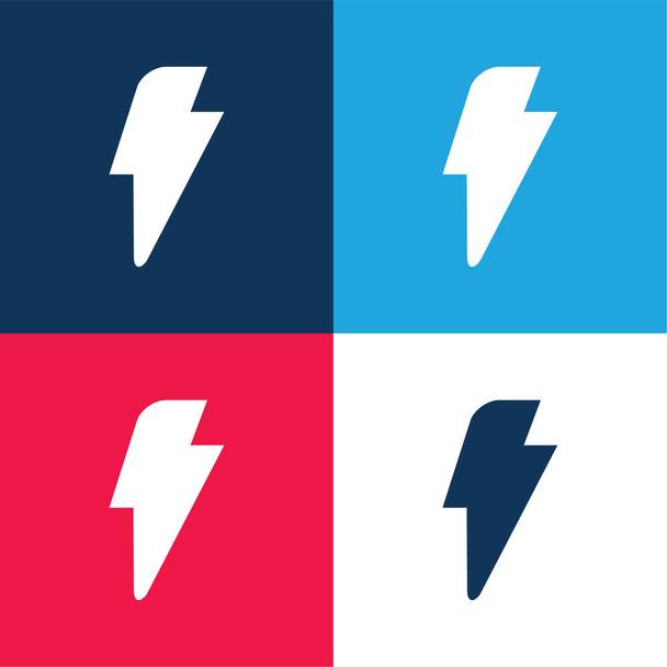 Black Lightning blauw en rood vier kleuren minimale pictogram set - Vector, afbeelding