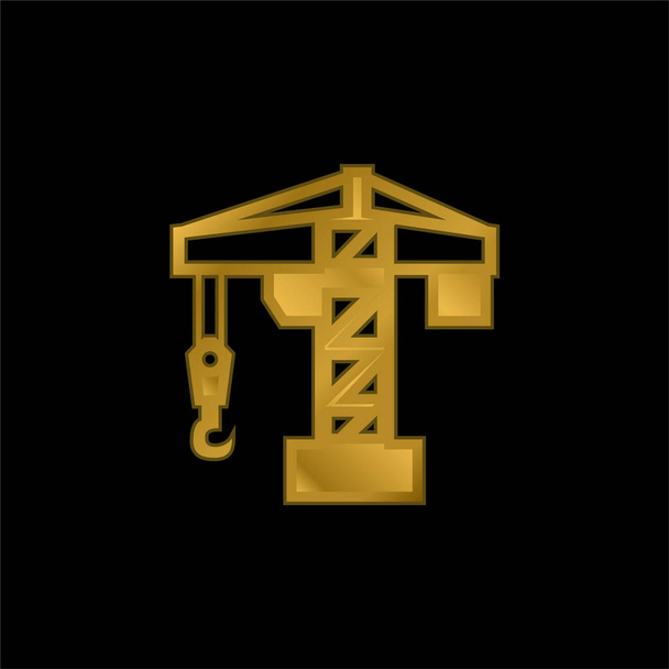 Архітектура Кран Інструмент Золотий металевий значок або вектор логотипу
 - Вектор, зображення