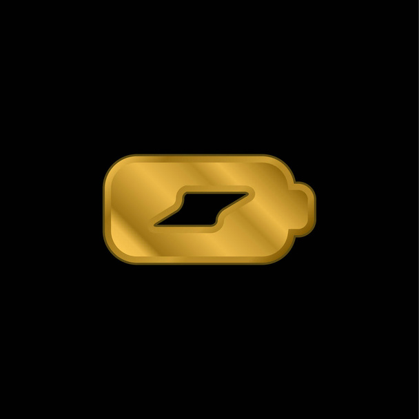 Batería de carga chapado en oro icono metálico o vector de logotipo - Vector, Imagen