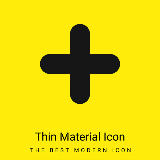 Signo de adición icono de material amarillo brillante mínimo - Vector, imagen