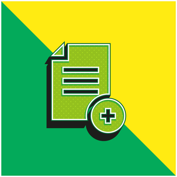 Añadir archivo verde y amarillo moderno logotipo icono del vector 3d - Vector, Imagen