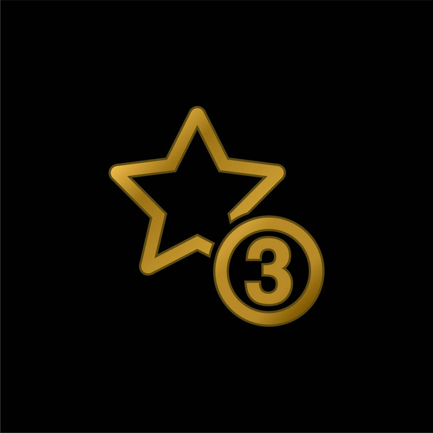 3つ星シンボルゴールドメッキメタルアイコンまたはロゴベクトル - ベクター画像