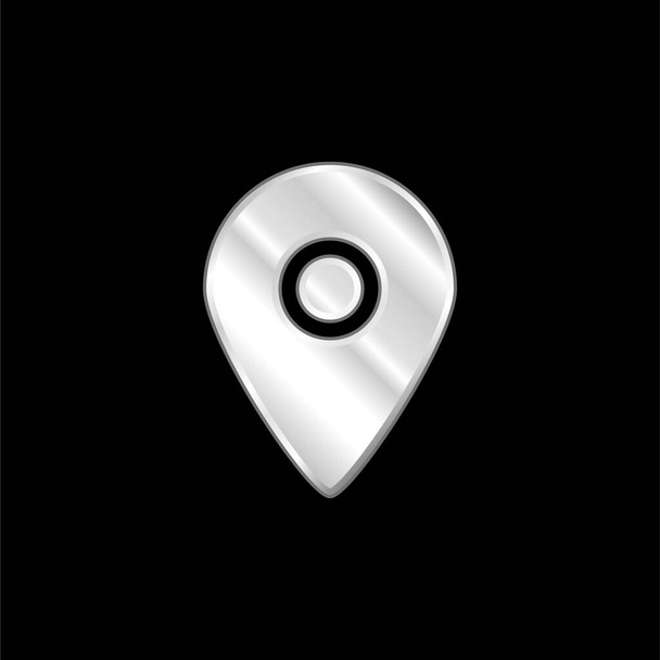 Black Placeholder For Maps silver plated metallic icon - Vector, Image