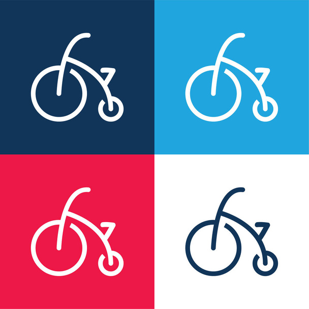 Baby Bike Con Ruote Allenamento blu e rosso set di icone minimali a quattro colori - Vettoriali, immagini